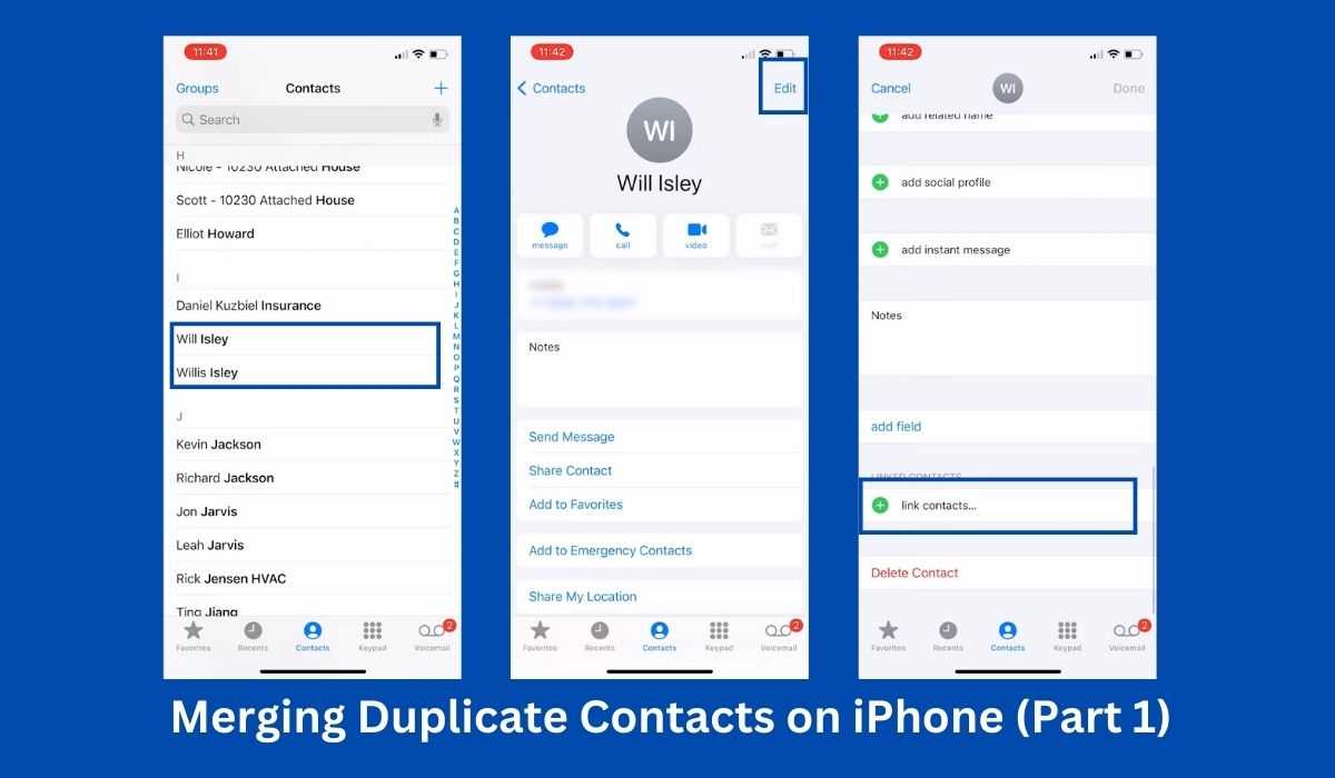 Select the Contacts to Merge by Tapping on Them