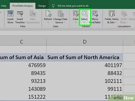 Right-click on the Pivot Table