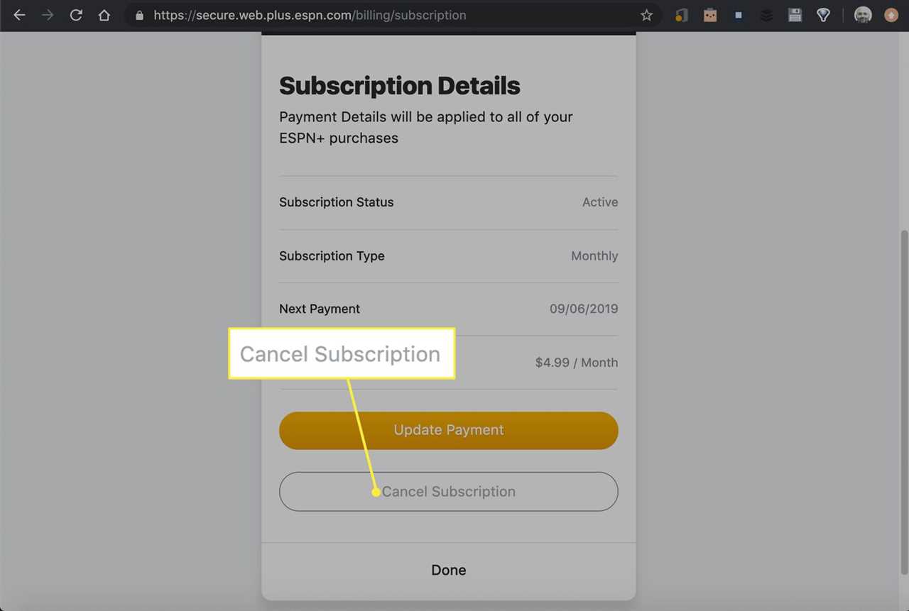 Locating the Cancel Subscription Option